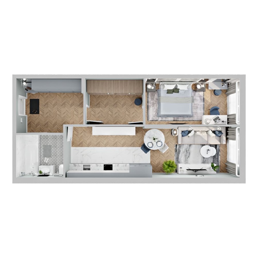 1-комнатная, 62.81 м² в Четыре Горизонта