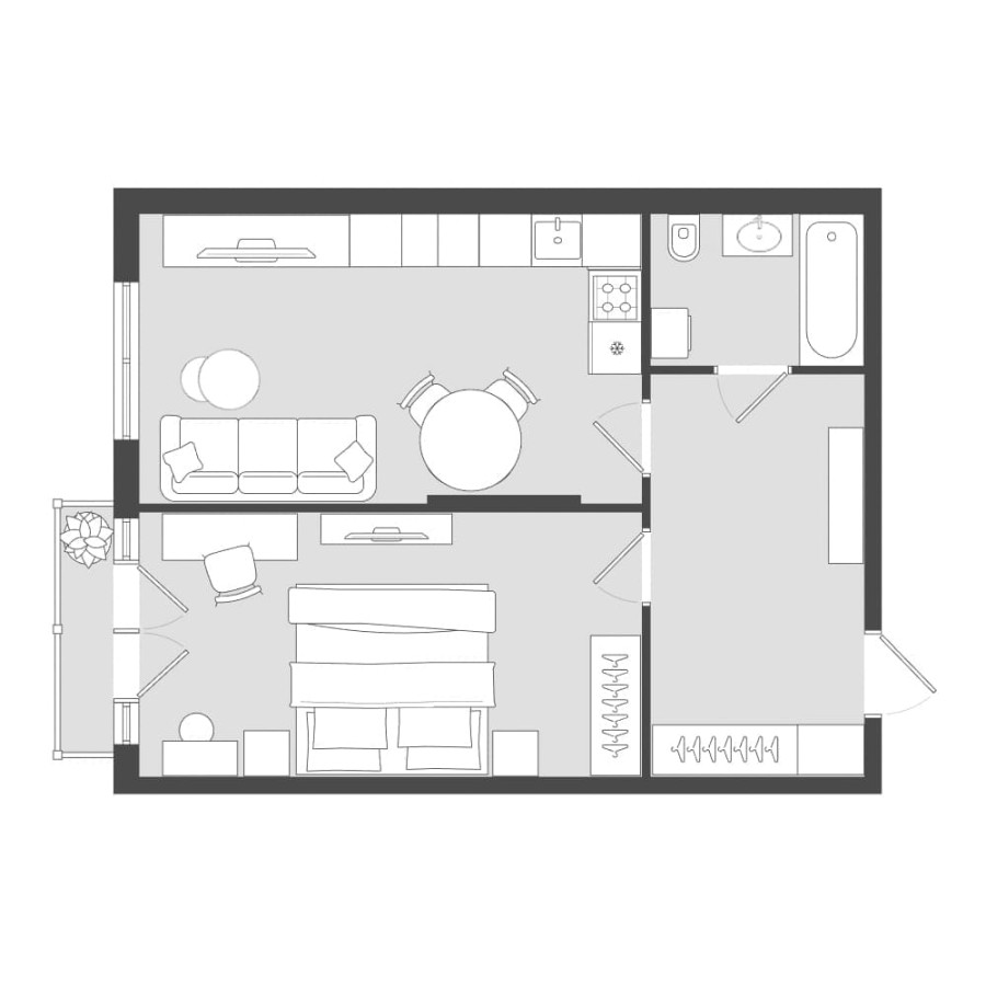 1-комнатная, 53.28 м² в Четыре Горизонта