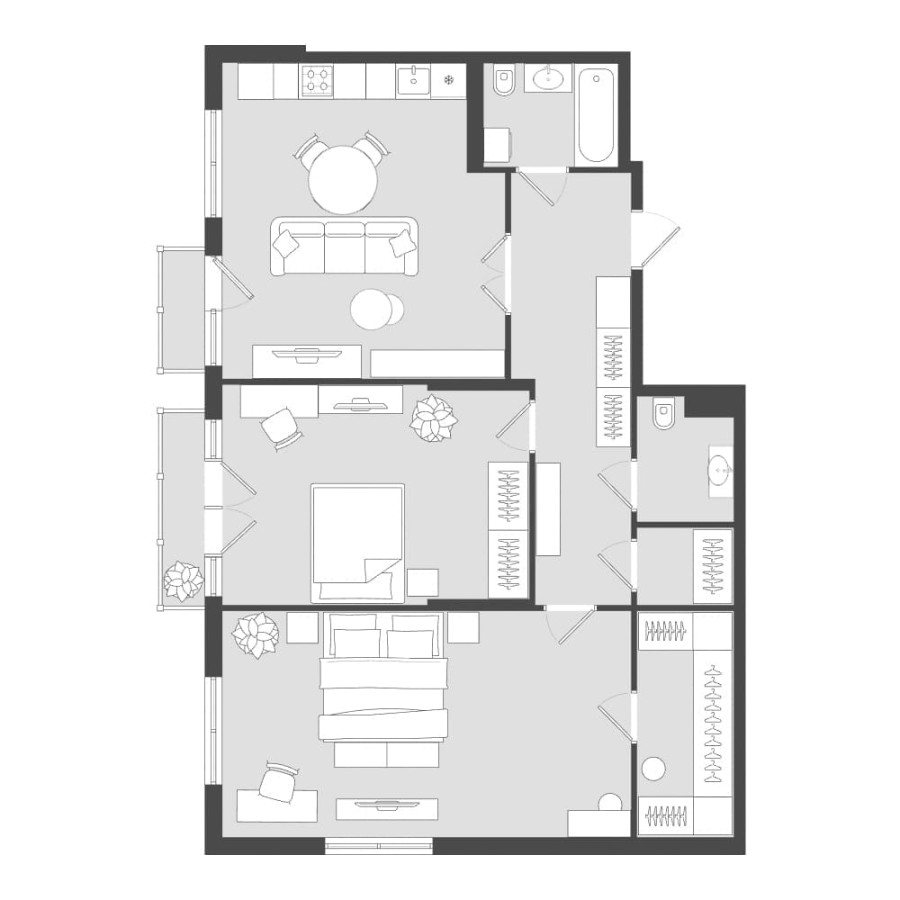 3-комнатная, 94.41 м² в Четыре Горизонта