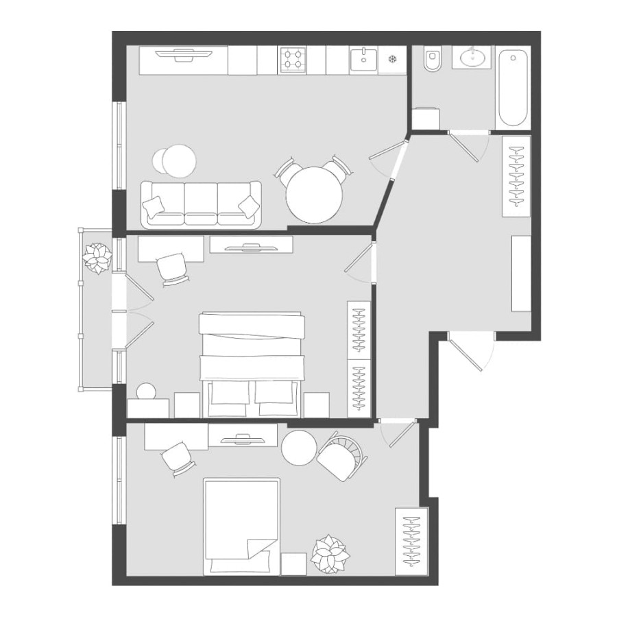 3-комнатная, 83.29 м² в Четыре Горизонта