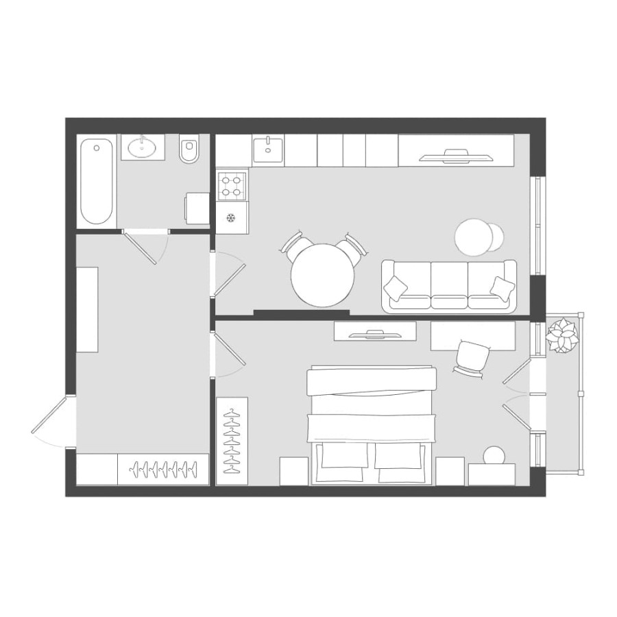1-комнатная, 66.68 м² в Четыре Горизонта