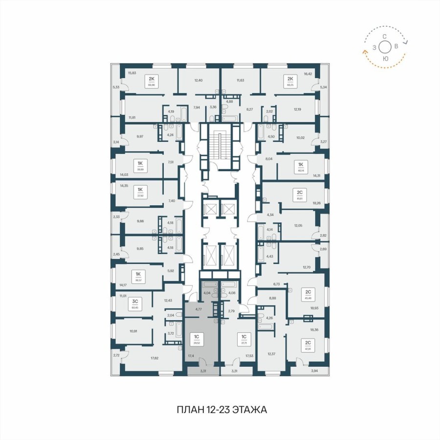 1-комнатная квартира-студия, 29.52 м² в Квартал на Игарской