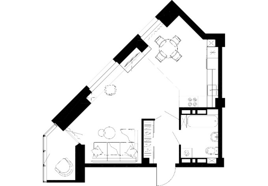 1-комнатная, 42.99 м² в Чайка