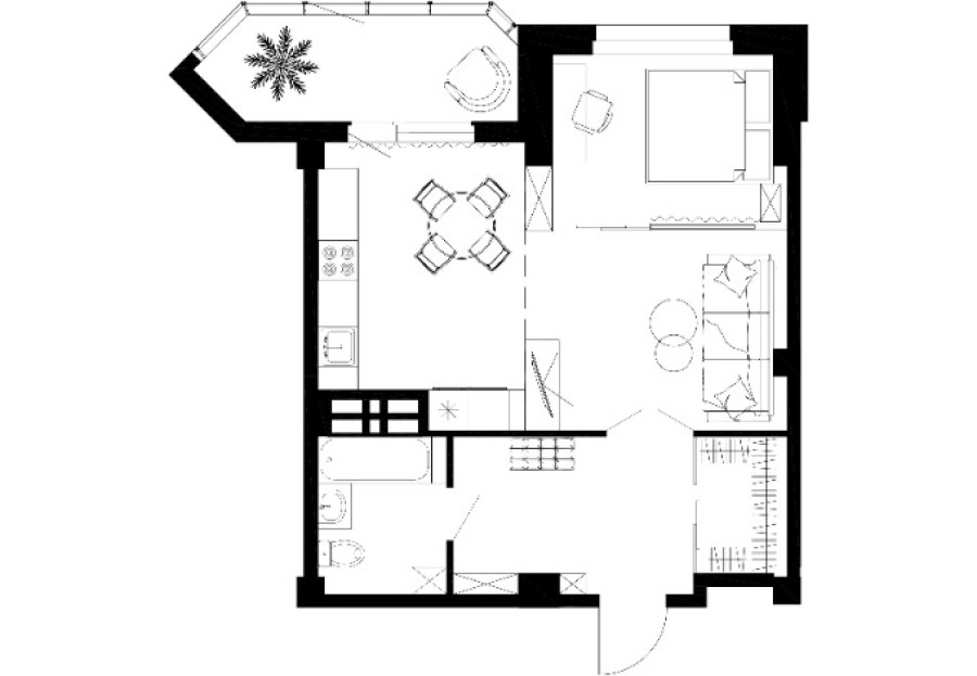 1-комнатная, 48.2 м² в Чайка