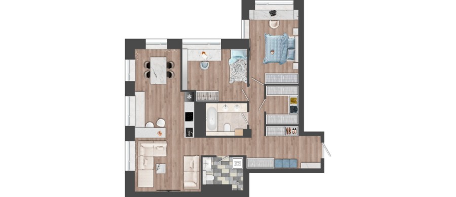 3-комнатная, 92.08 м² в Сады Маковского