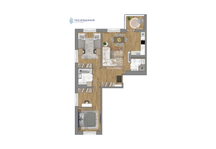 3-комнатная, 81.36 м² в Посейдония