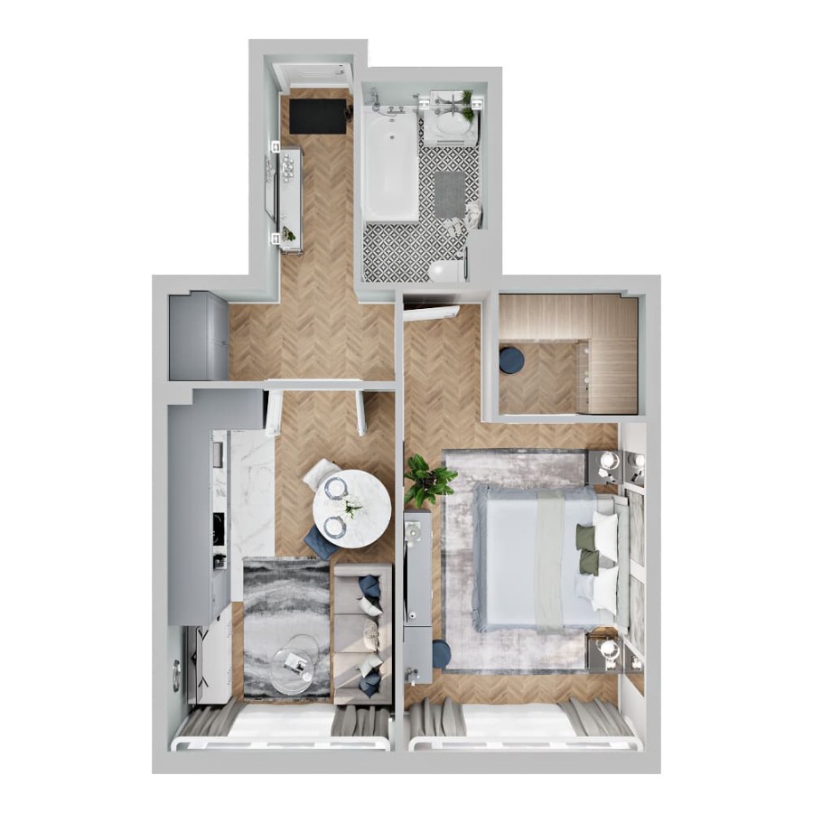 1-комнатная, 51.24 м² в Четыре Горизонта