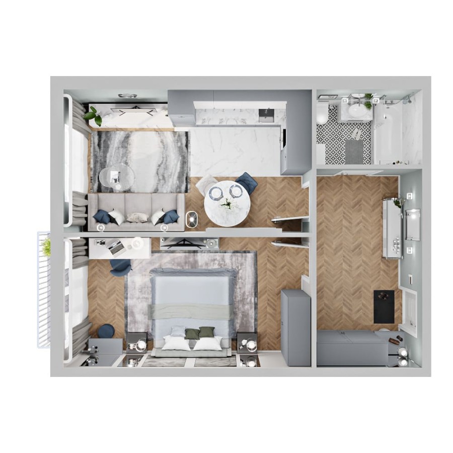 1-комнатная, 52.67 м² в Четыре Горизонта