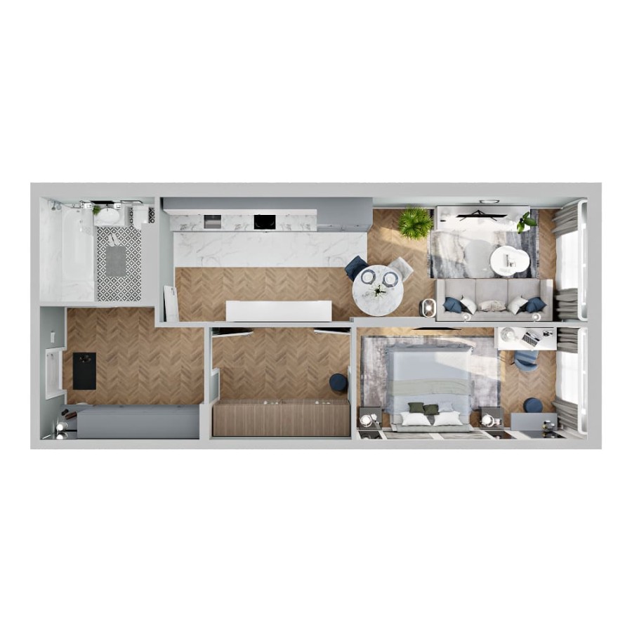 1-комнатная, 61.13 м² в Четыре Горизонта