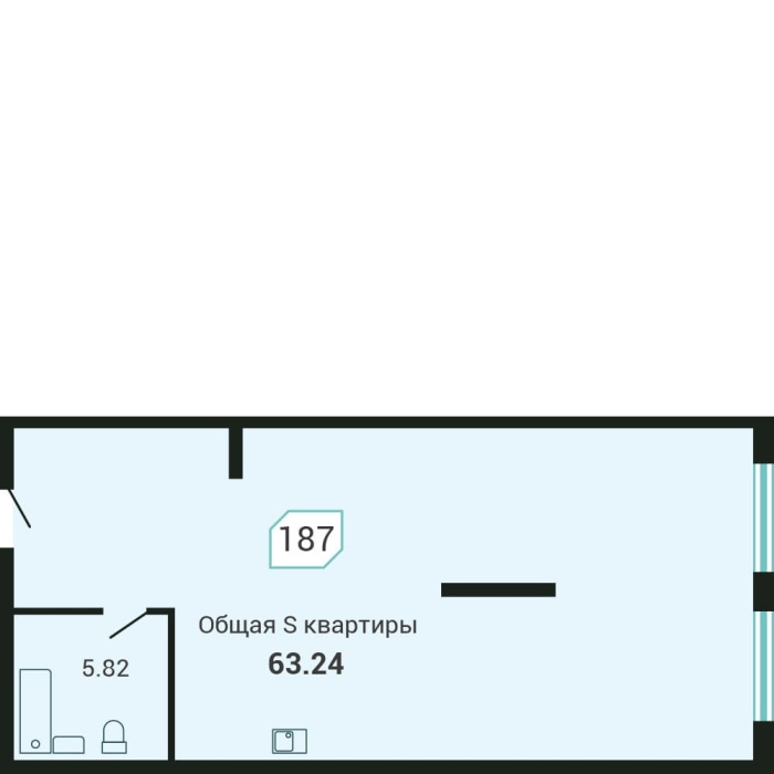 1-комнатная, 63.24 м² в Четыре Горизонта