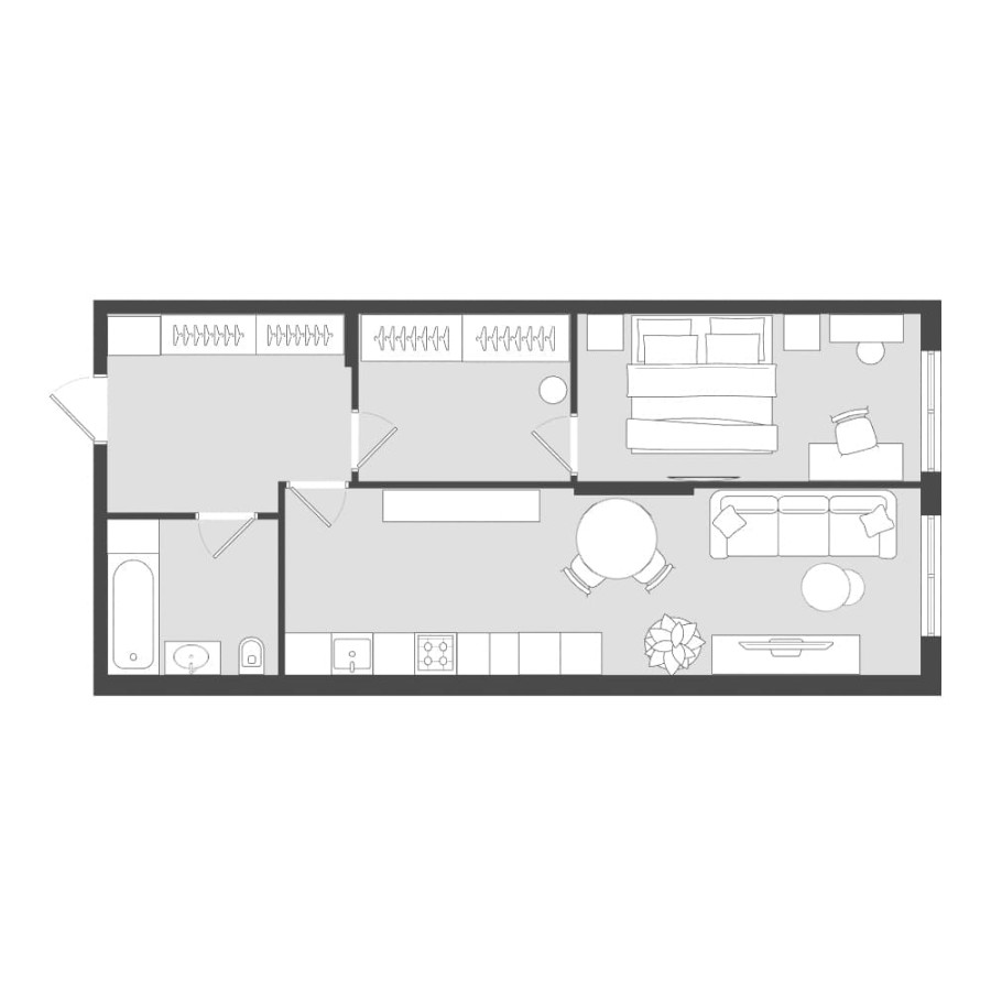 1-комнатная, 63.24 м² в Четыре Горизонта
