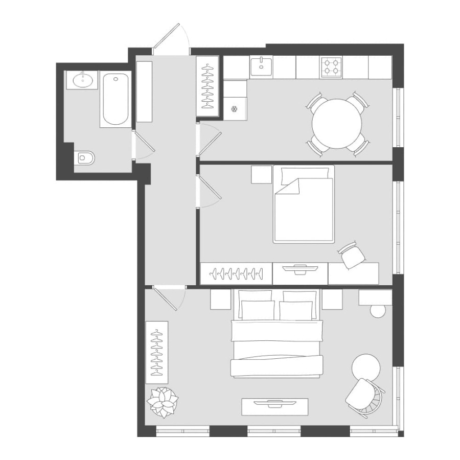 2-комнатная, 69.95 м² в Четыре Горизонта