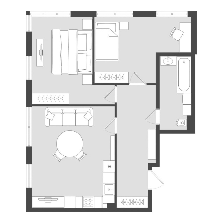 2-комнатная, 73.58 м² в Четыре Горизонта