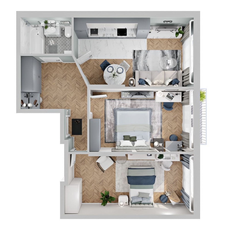 2-комнатная, 67.48 м² в Четыре Горизонта