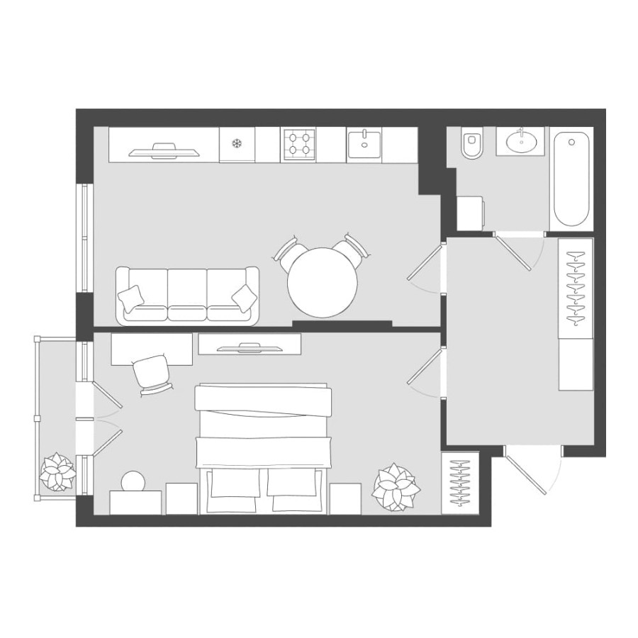 1-комнатная, 62.04 м² в Четыре Горизонта