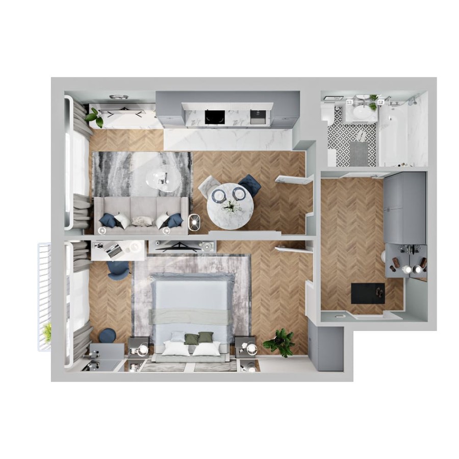 1-комнатная, 62.04 м² в Четыре Горизонта