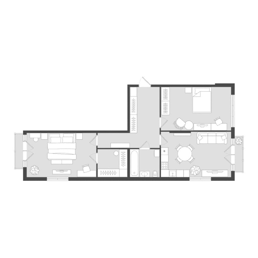3-комнатная, 92.54 м² в Четыре Горизонта