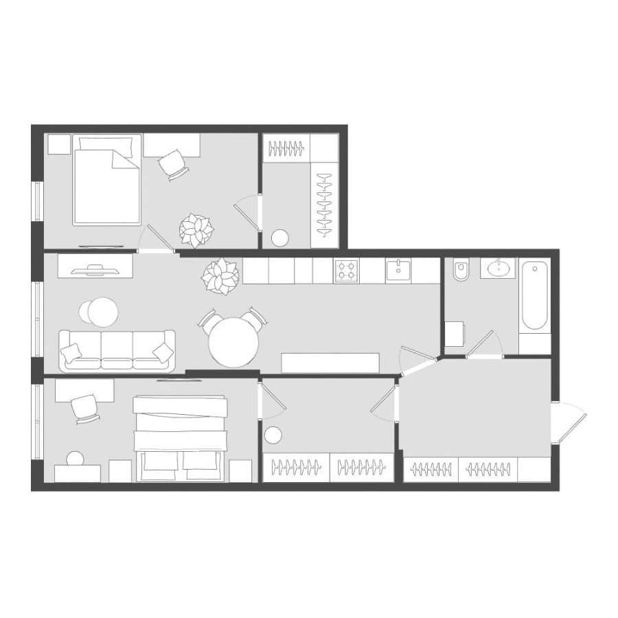 3-комнатная, 81.11 м² в Четыре Горизонта