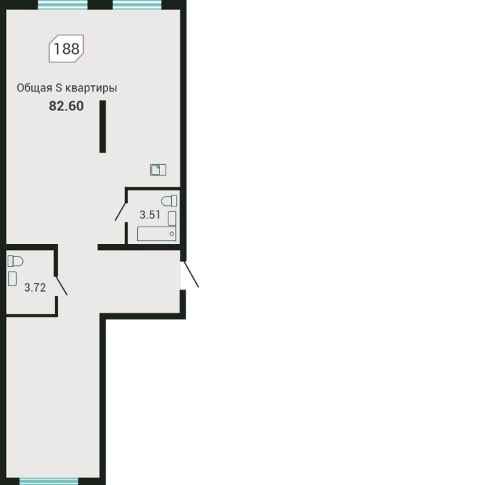 3-комнатная, 82.6 м² в Четыре Горизонта