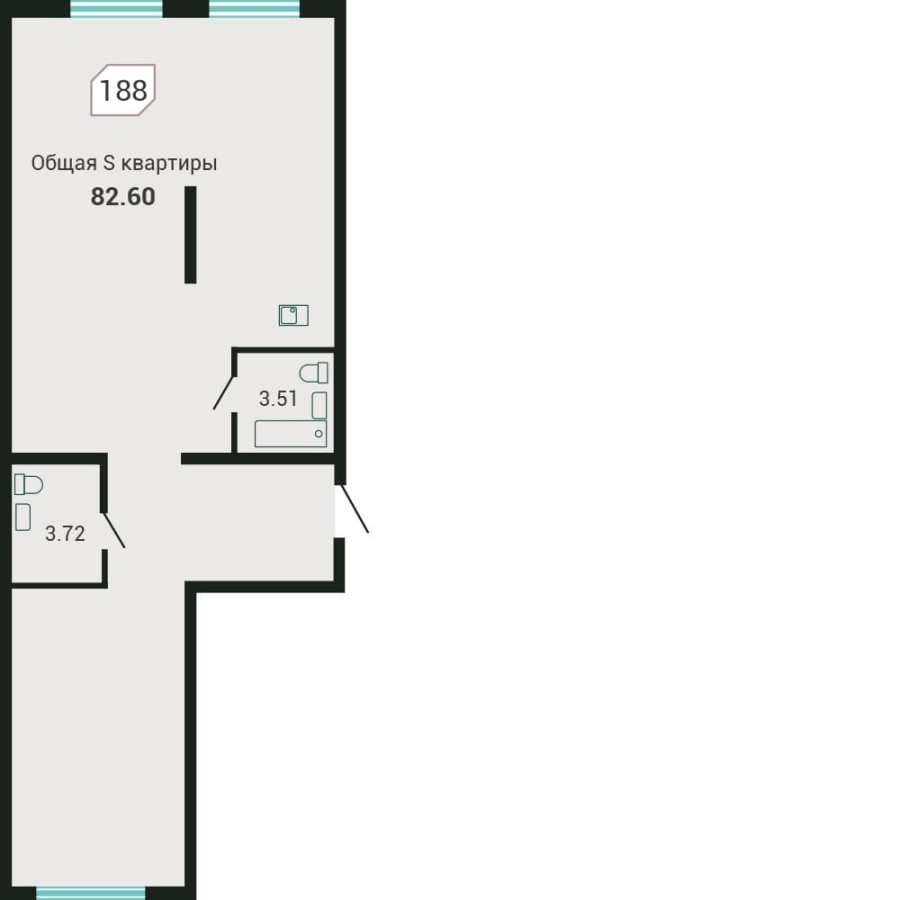 3-комнатная, 82.6 м² в Четыре Горизонта