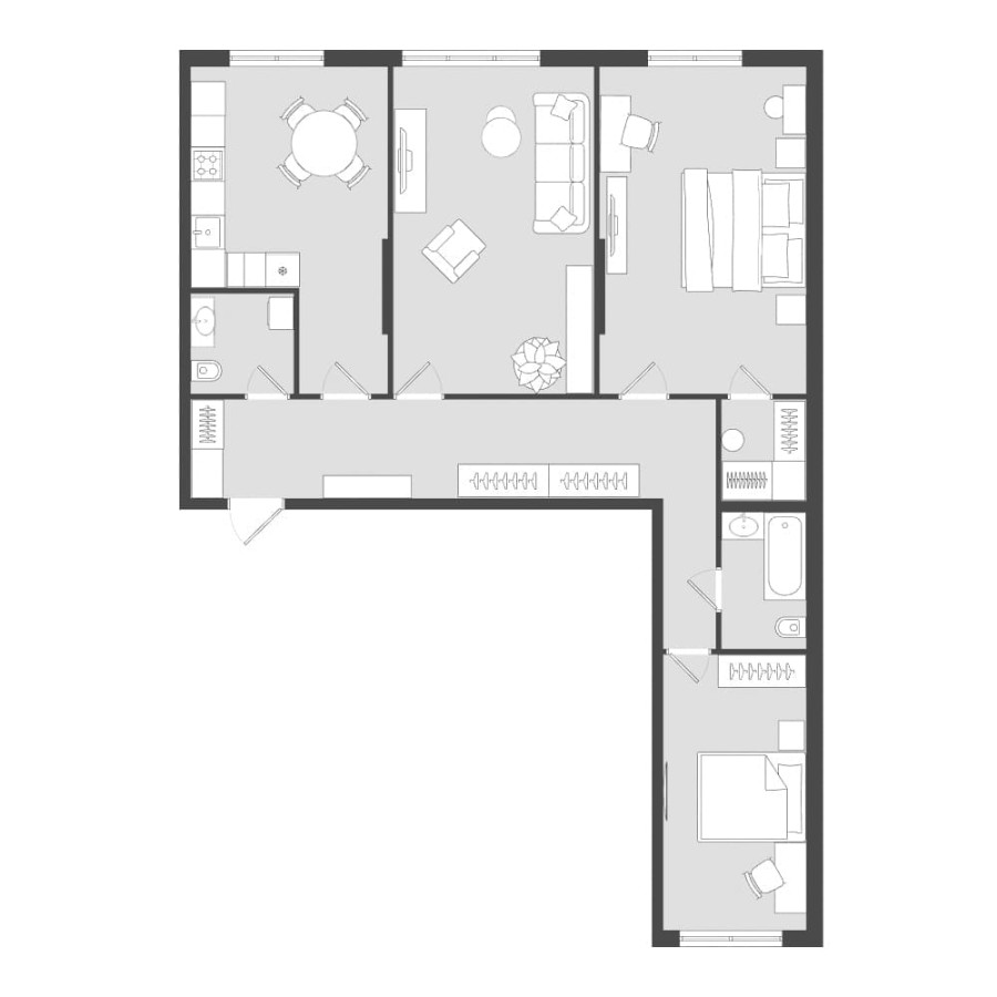 4-комнатная, 119.86 м² в Четыре Горизонта