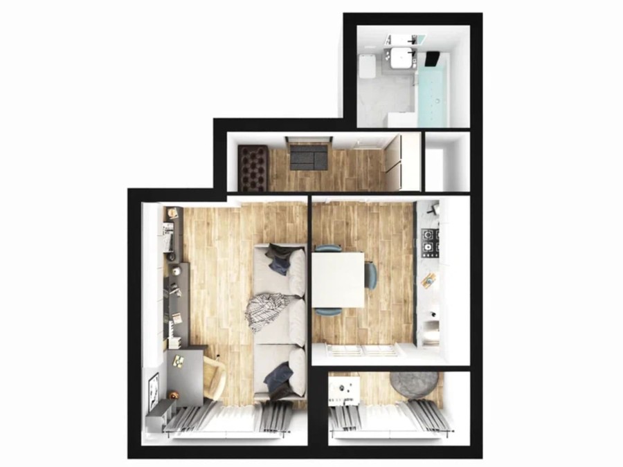 1-комнатная, 37.4 м² в Каштановый Двор