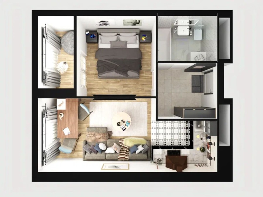 2-комнатная-смарт, 42.8 м² в Каштановый Двор