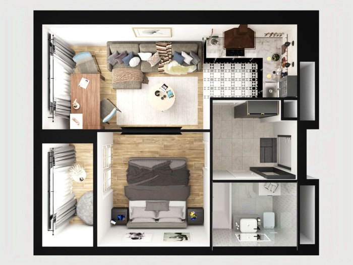 2-комнатная-смарт, 42.9 м² в Каштановый Двор