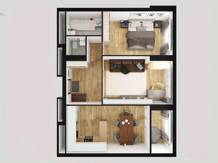 3-комнатная-смарт, 65.1 м² в Каштановый Двор