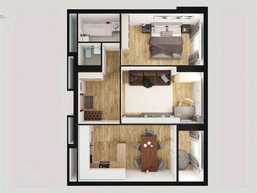 3-комнатная-смарт, 65.1 м² в Каштановый Двор