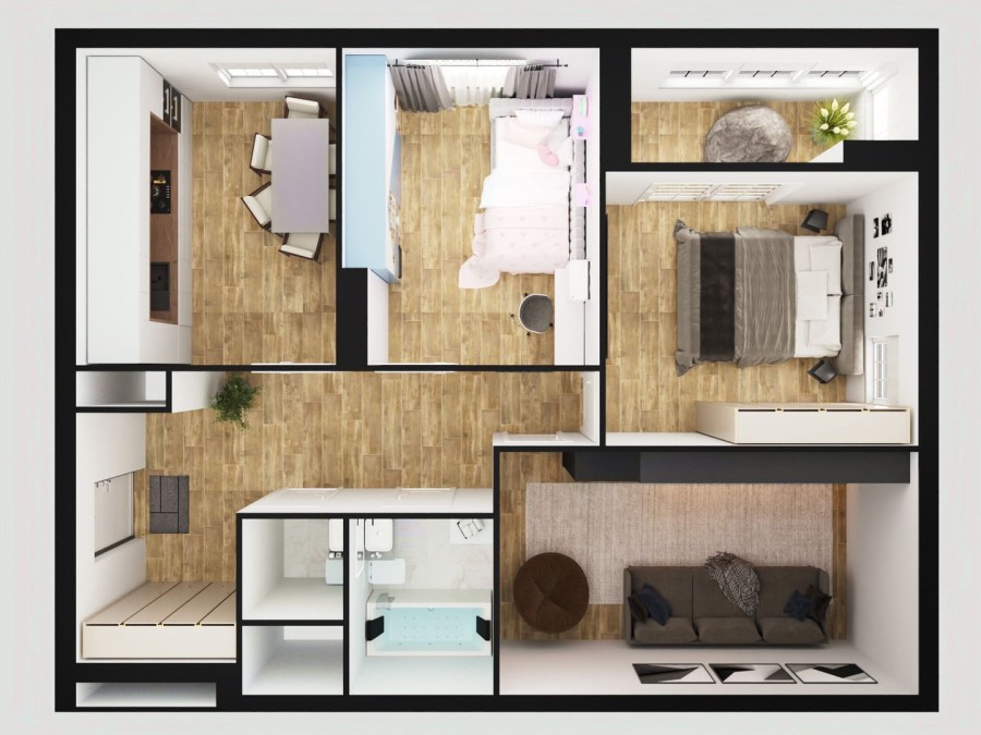 3-комнатная, 80.4 м² в Каштановый Двор