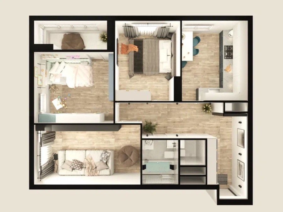 3-комнатная, 82.4 м² в Каштановый Двор