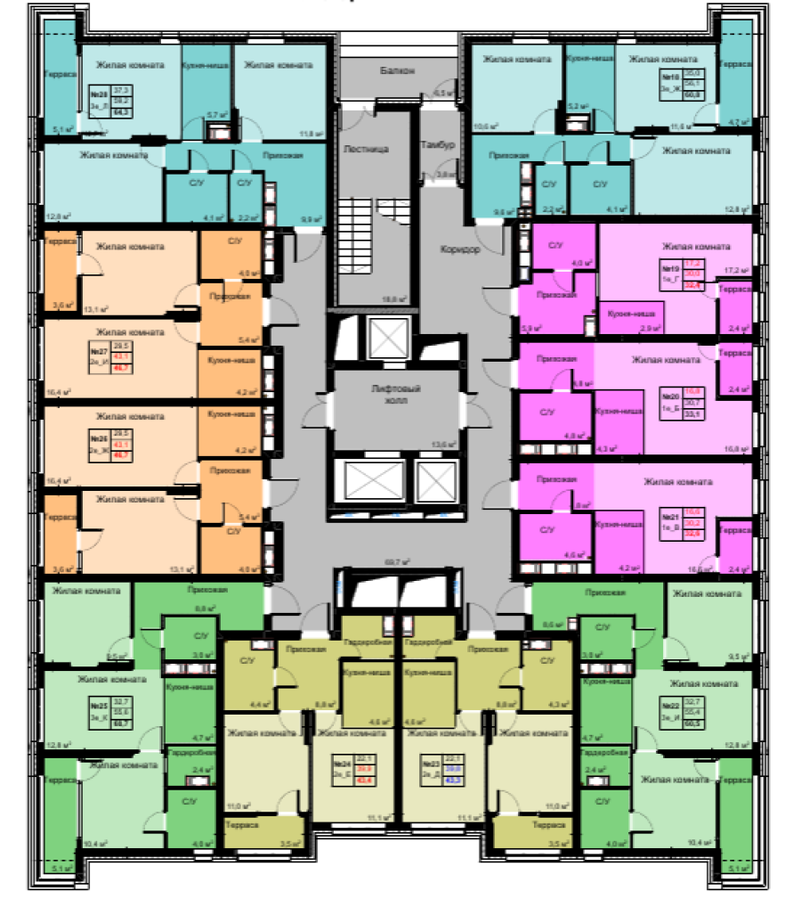 Студия, 33.7 м² в Футурист