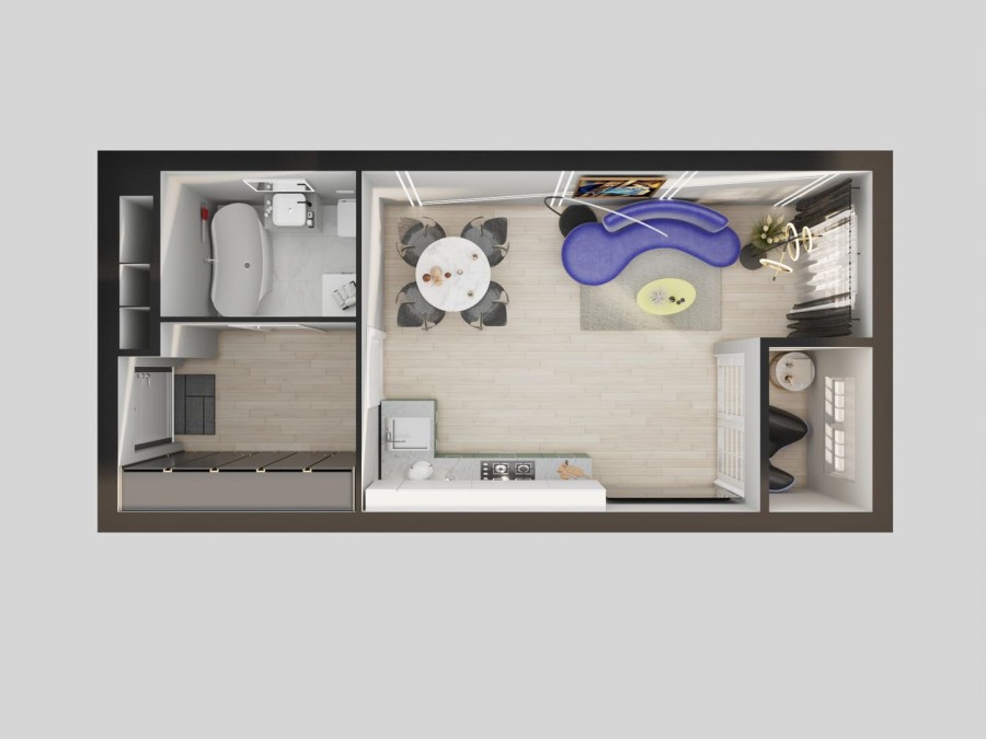 Студия, 34 м² в Футурист