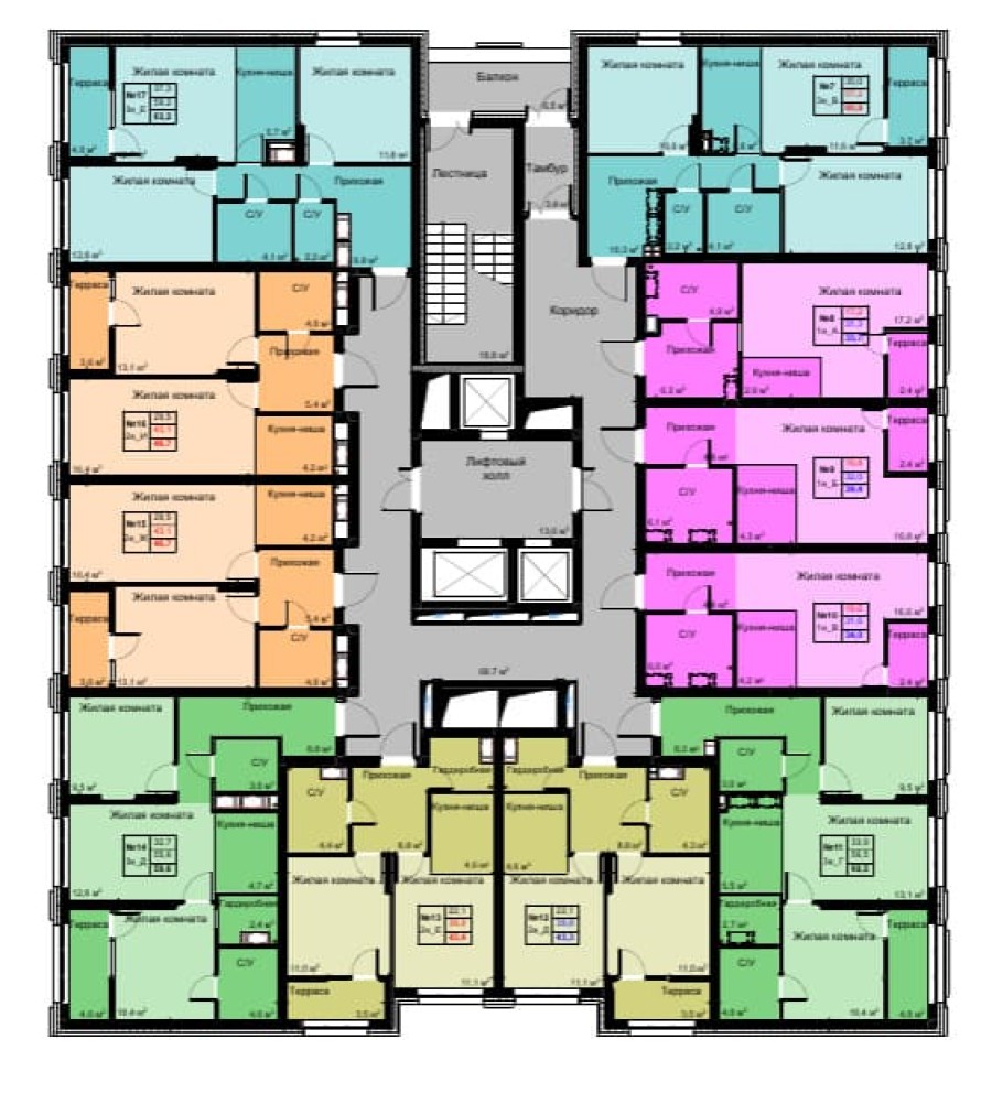Студия, 34 м² в Футурист