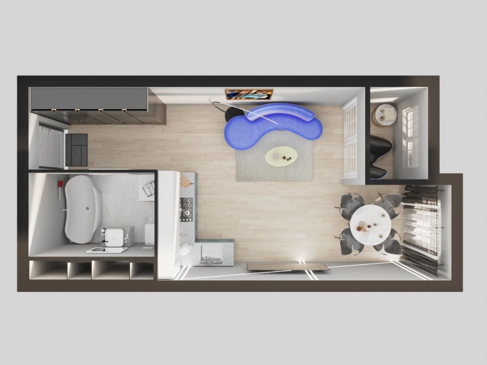 Студия, 33.6 м² в Футурист