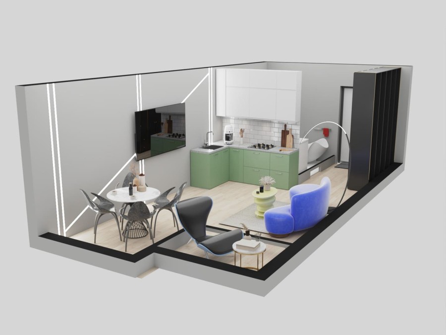 Студия, 33.6 м² в Футурист