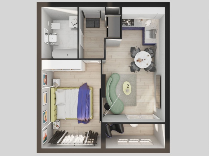 2-ком. евро, 43.4 м² в Футурист