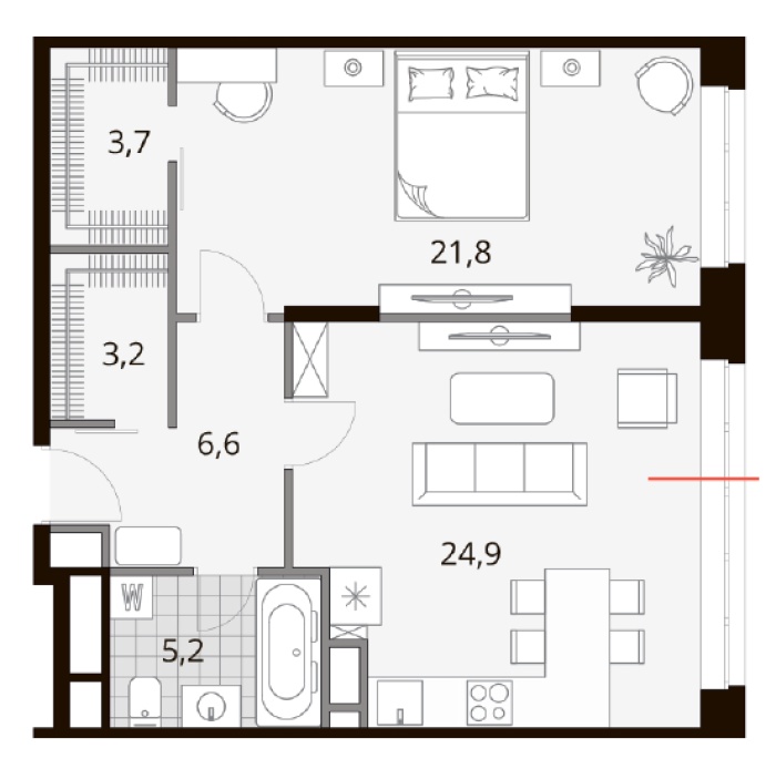 2-комнатная, 65.4 м² в Novatoria (Новатория)