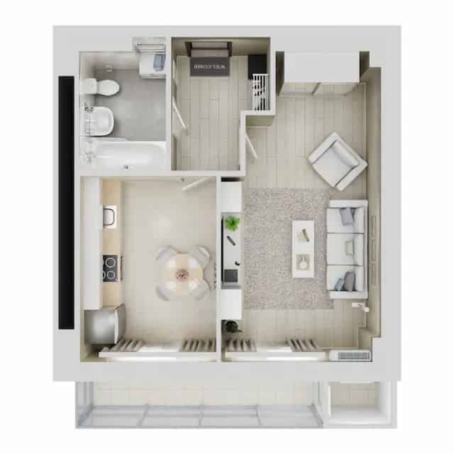 1-комнатная, 39.11 м² в Квартал Чехова