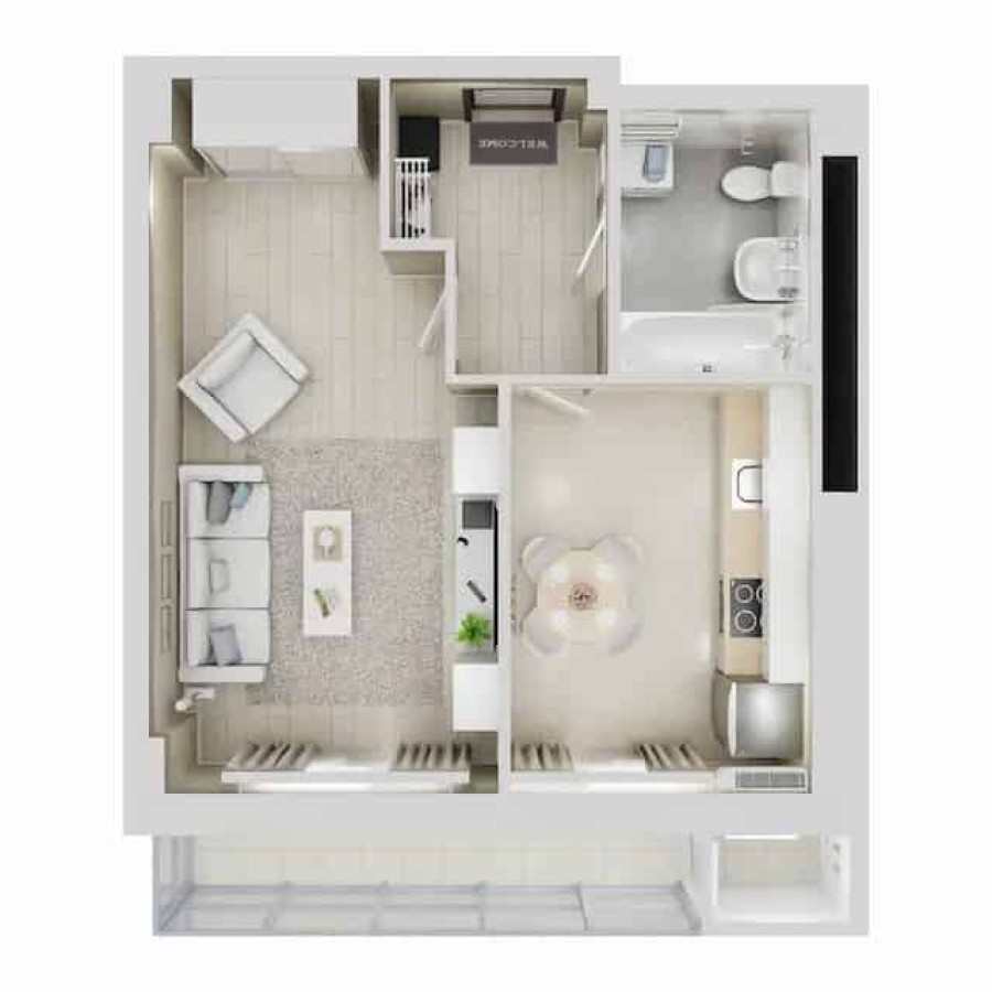 1-комнатная, 39.43 м² в Квартал Чехова