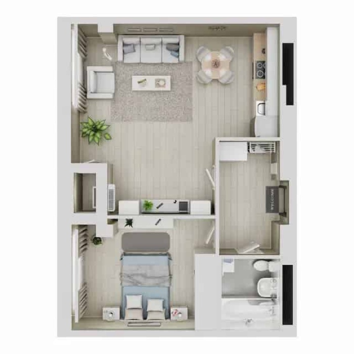 1-комнатная, 55.92 м² в Квартал Чехова