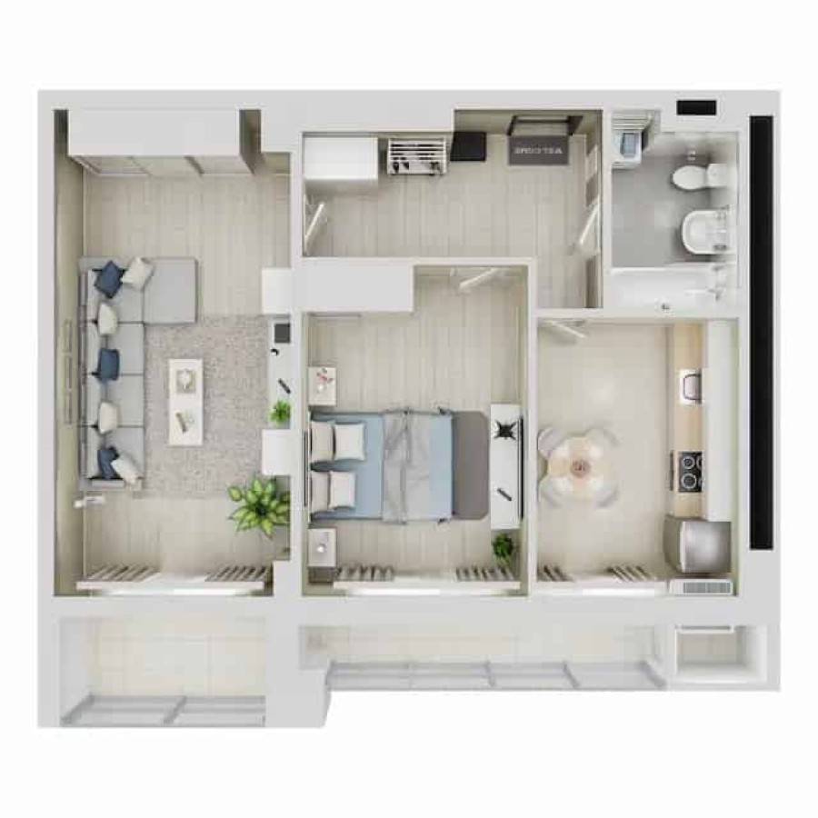 2-комнатная, 59.95 м² в Квартал Чехова