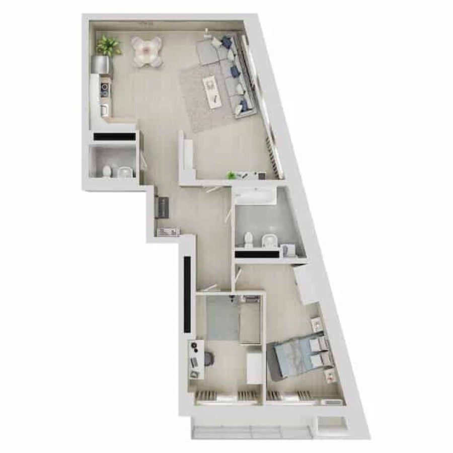 2-комнатная, 82.57 м² в Квартал Чехова