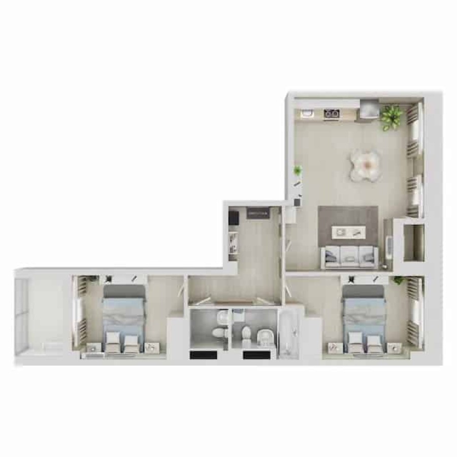 2-комнатная, 68.72 м² в Квартал Чехова