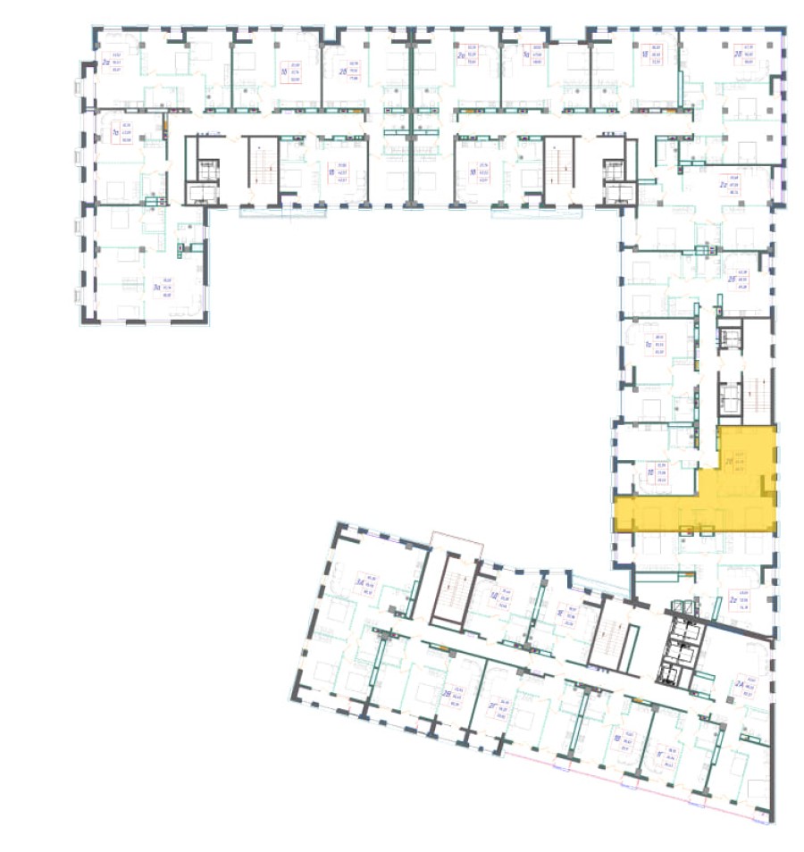 2-комнатная, 68.72 м² в Квартал Чехова