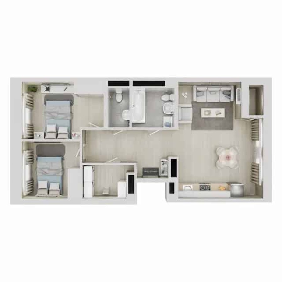 2-комнатная, 69.36 м² в Квартал Чехова