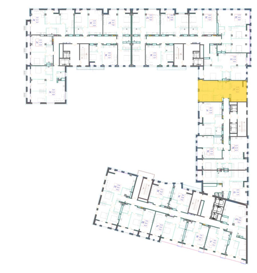 2-комнатная, 69.36 м² в Квартал Чехова