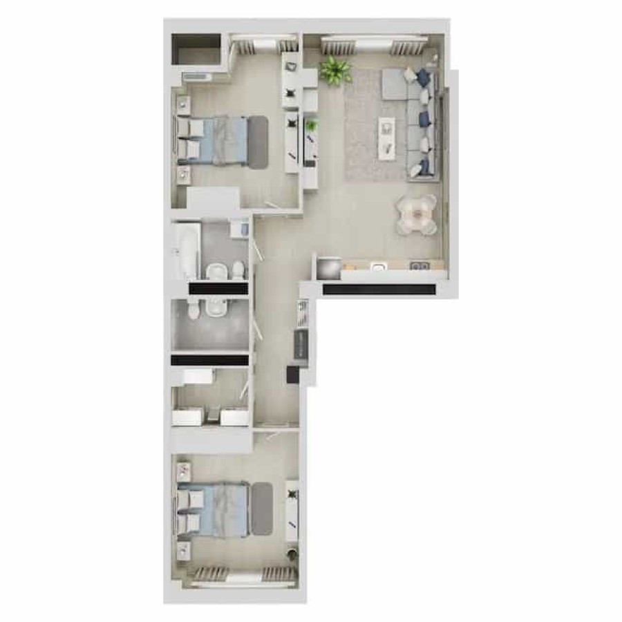 2-комнатная, 79.64 м² в Квартал Чехова