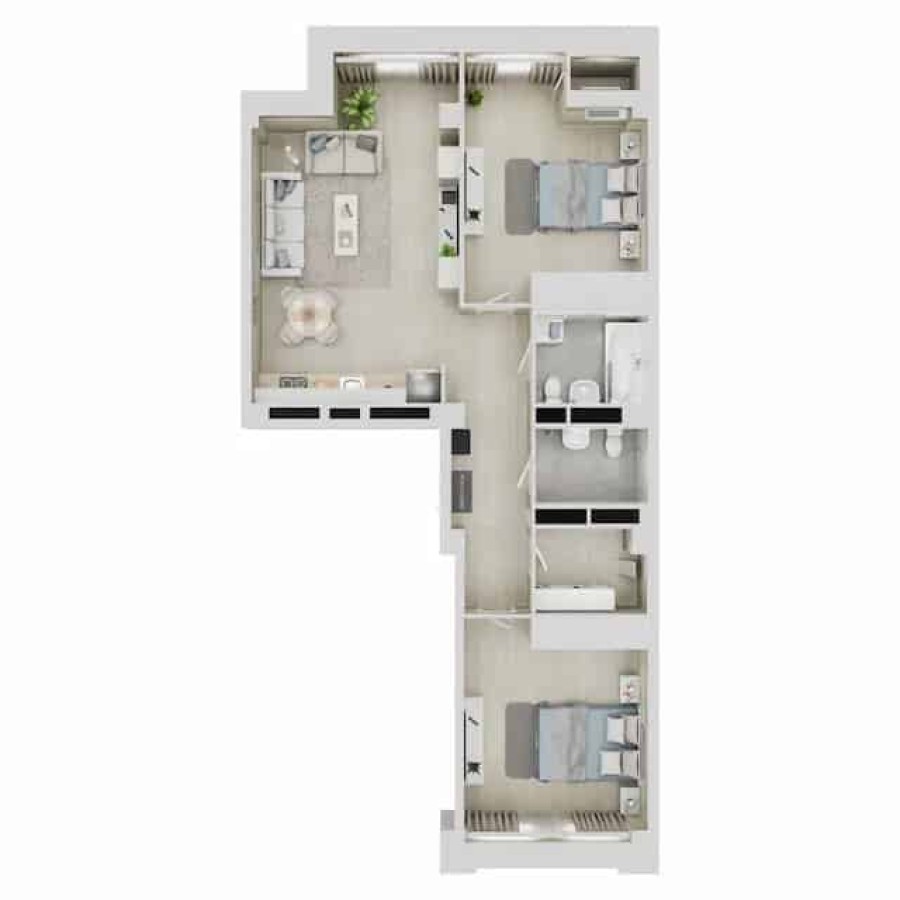 2-комнатная, 77.86 м² в Квартал Чехова